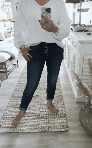 JEANS WITH BUTTONS DARK BLUE