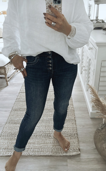 JEANS WITH BUTTONS DARK BLUE