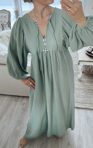 INGRID COTTON DRESS MATCHA