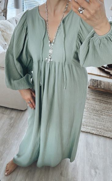 INGRID COTTON DRESS MATCHA