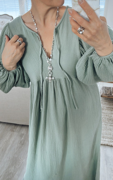 INGRID COTTON DRESS MATCHA