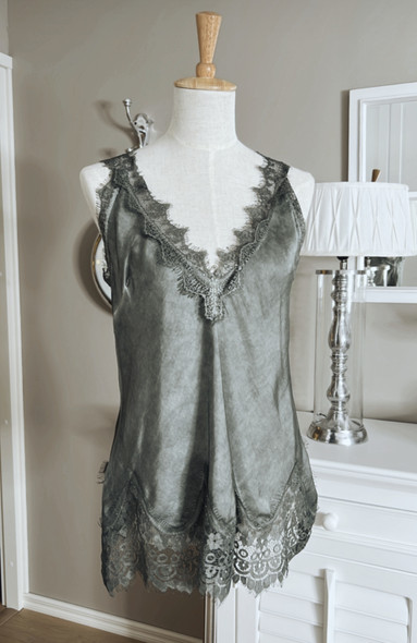 CORINNE SATIN TOP KHAKI