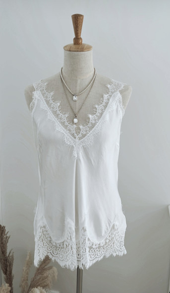 CORINNE SATIN TOP WHITE