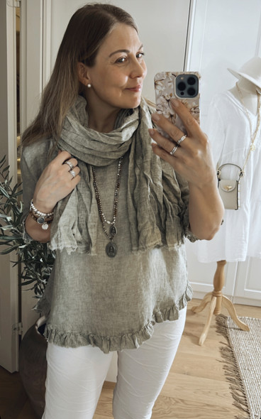 LINEN SCARF OLIVE