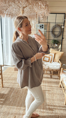 MADELINE COTTON BLOUSE TAUPE