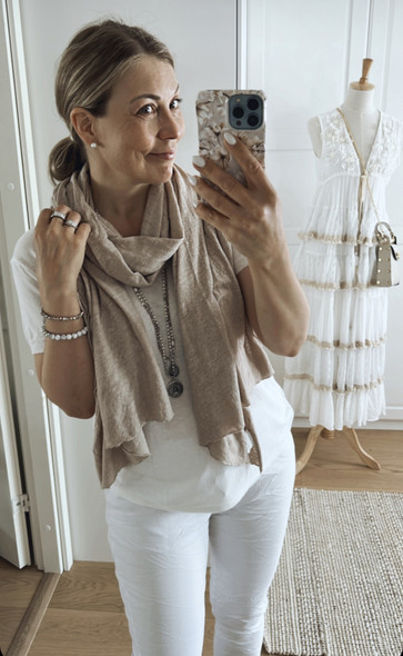 FANNY LINEN SCARF BEIGE