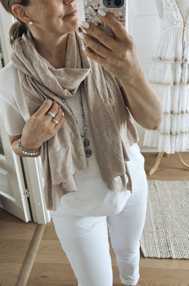 FANNY LINEN SCARF BEIGE