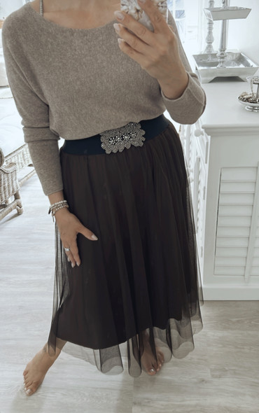 CARLA TULLE SKIRT BROWN