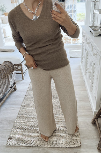 BIANCA WOOL KNITTED PANTS BEIGE