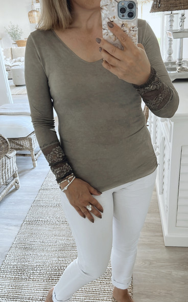 SIBYL DRESS BLOUSE TAUPE