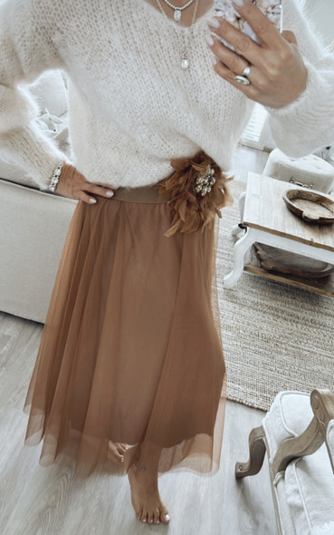 CARLA TULLE SKIRT CAMEL