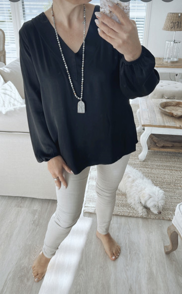 RENATA SATIN BLOUSE BLACK
