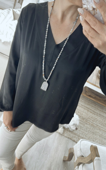 RENATA SATIN BLOUSE BLACK
