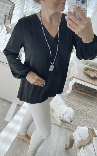 RENATA SATIN BLOUSE BLACK