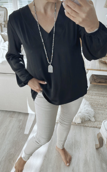 RENATA SATIN BLOUSE BLACK