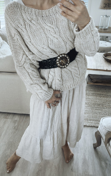 BOHO PUNOTTU NAHKAVYÖ MUSTA