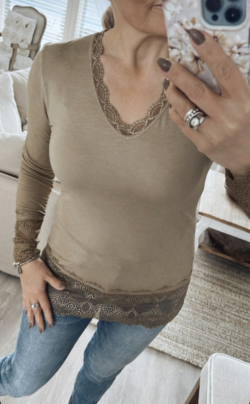 TRACY DRESS BLOUSE TAUPE