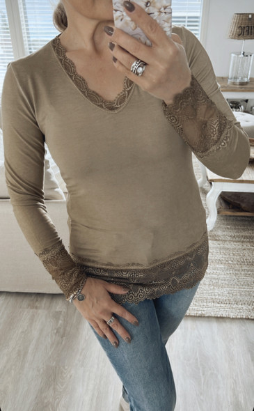 TRACY DRESS BLOUSE TAUPE