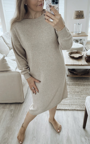LAUREN COTTON KNIT DRESS BEIGE
