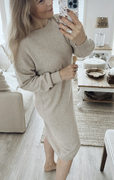 LAUREN COTTON KNIT DRESS BEIGE