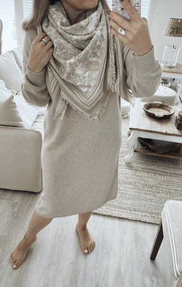 LAUREN COTTON KNIT DRESS BEIGE