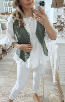 NICOLE LINEN VEST KHAKI