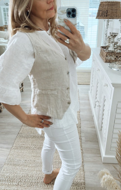 NICOLE LINEN VEST BEIGE