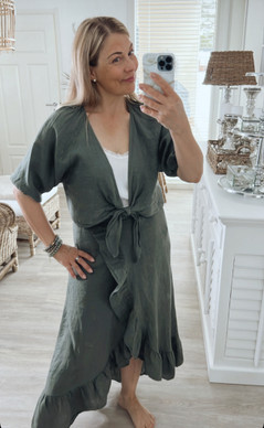 TOSCA LINEN BOLERO KHAKI