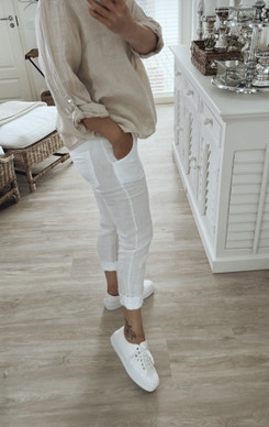 ENNI LINEN JOGGERS WHITE