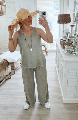 MARIAH COTTON-LINEN TOP KHAKI