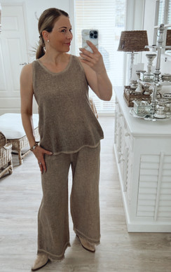 MARIAH COTTON-LINEN TOP TAUPE
