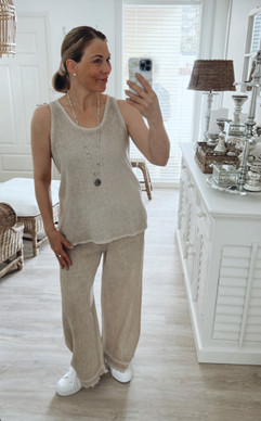 MARIAH COTTON-LINEN TOP BEIGE