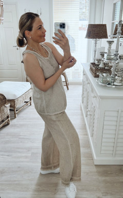 MARIAH COTTON-LINEN TOP BEIGE
