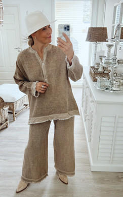 NATALIA COTTON-LINEN BLOUSE TAUPE