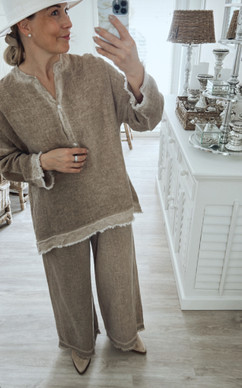 NATALIA COTTON-LINEN BLOUSE TAUPE