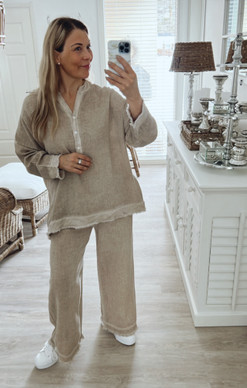 NATALIA COTTON-LINEN BLOUSE BEIGE