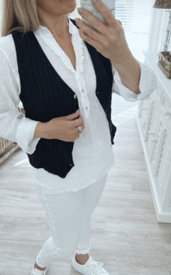 ISLA LINEN VEST BLACK
