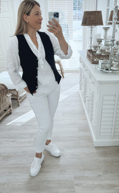 ISLA LINEN VEST BLACK