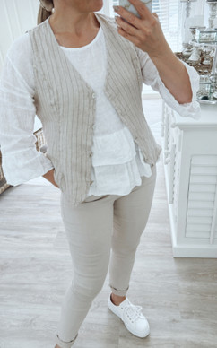 ISLA LINEN VEST BEIGE