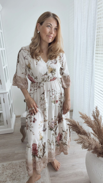 AMALFI VISCOSE DRESS BEIGE