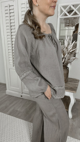 GISELLA LINEN BLOUSE TAUPE