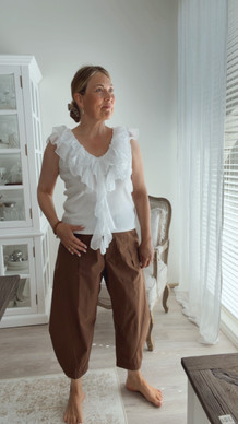 MALAK BARREL VISCOSE PANTS, CAMEL