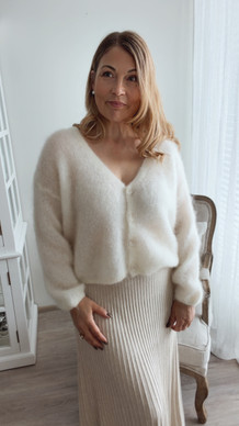 MARLA KID MOHAIR CARDIGAN OFF WHITE