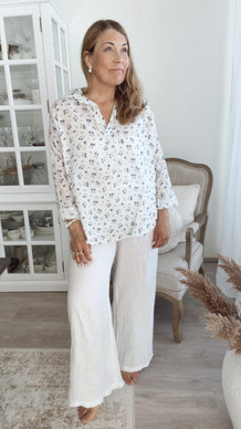 FLOORA COTTON BLOUSE NAVY