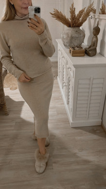 SUZANNE WOOL KNIT SKIRT BEIGE