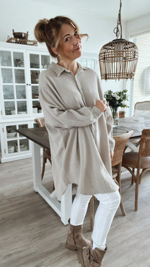 WINGS COTTON BLOUSE BEIGE PLUS SIZE