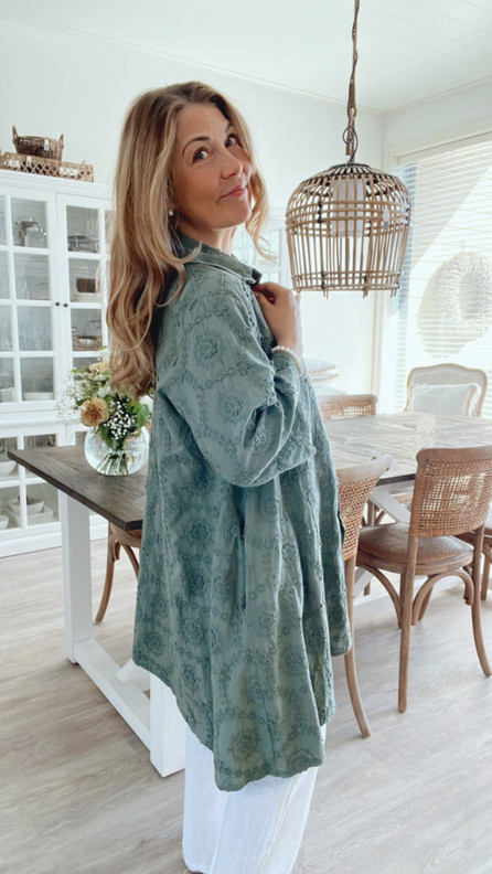 MARINA BRODEERATTU PUUVILLAMEKKO KHAKI PLUS KOKO