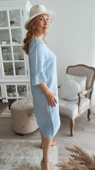 ADELLE LINEN DRESS SKYBLUE