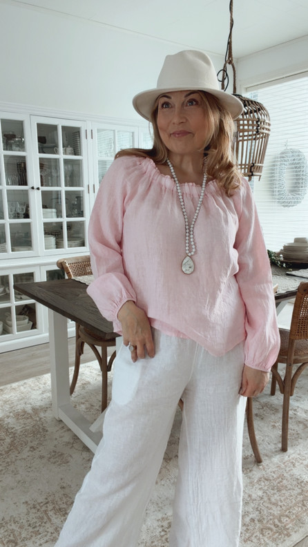 CHIARA LINEN BLOUSE POWDER ROSE
