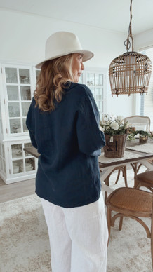 ALEXANDRA LINEN SHIRT NAVY